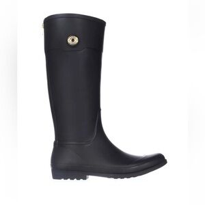 Tommy Hilfiger Black Tall Rubber Rain Boots Size 6
Gold Zipper Hardware